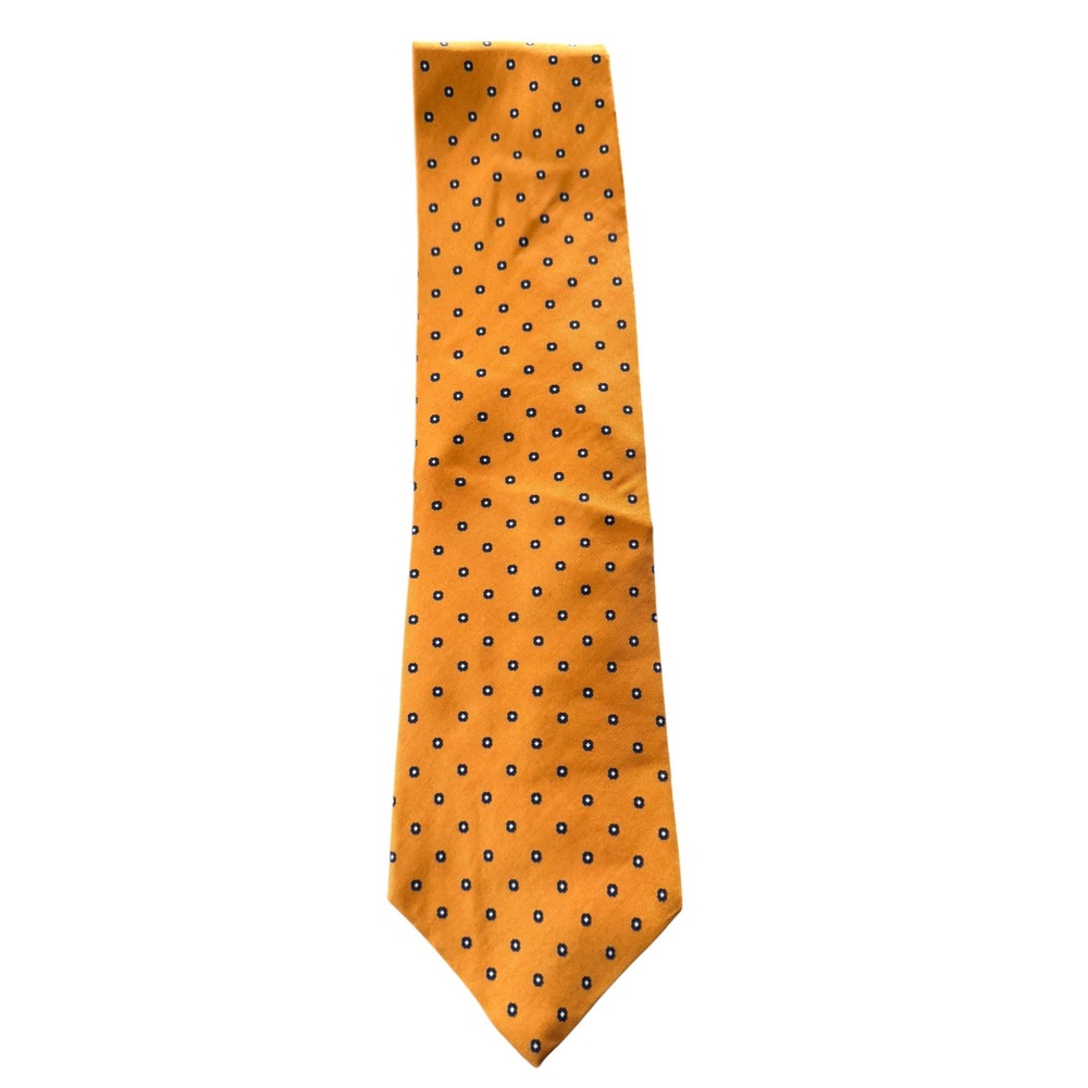 IZOD Mens Silk Tie Orange Blue White Medallion Geometric Pattern Classic Width